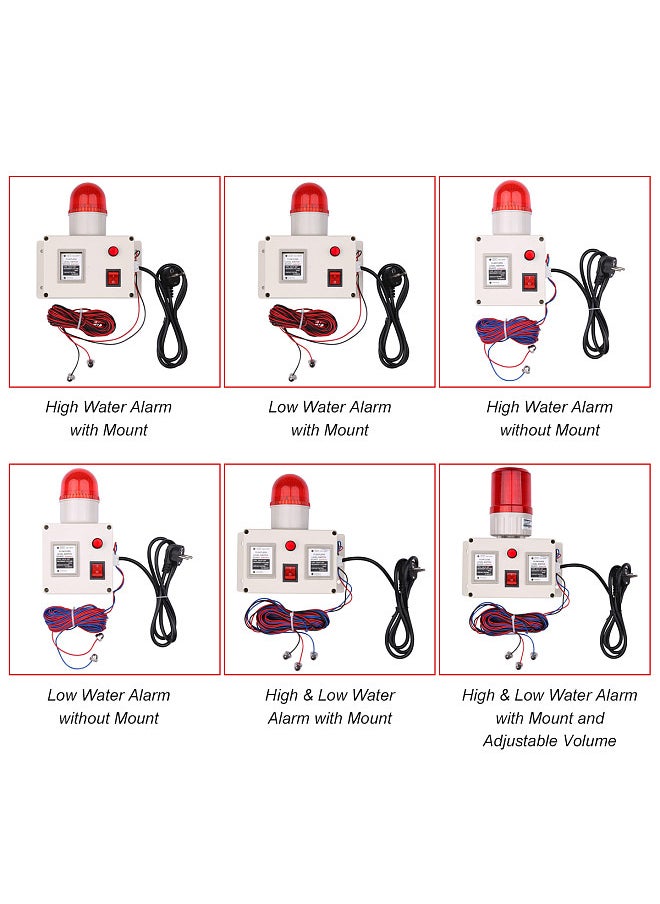 Generic - Water Level Indicator Alarm Water Level Alarm Sensor Waterline Indicating Alarm Low or High Water Level Sensor Alarm with Silencer Switch - Image 1