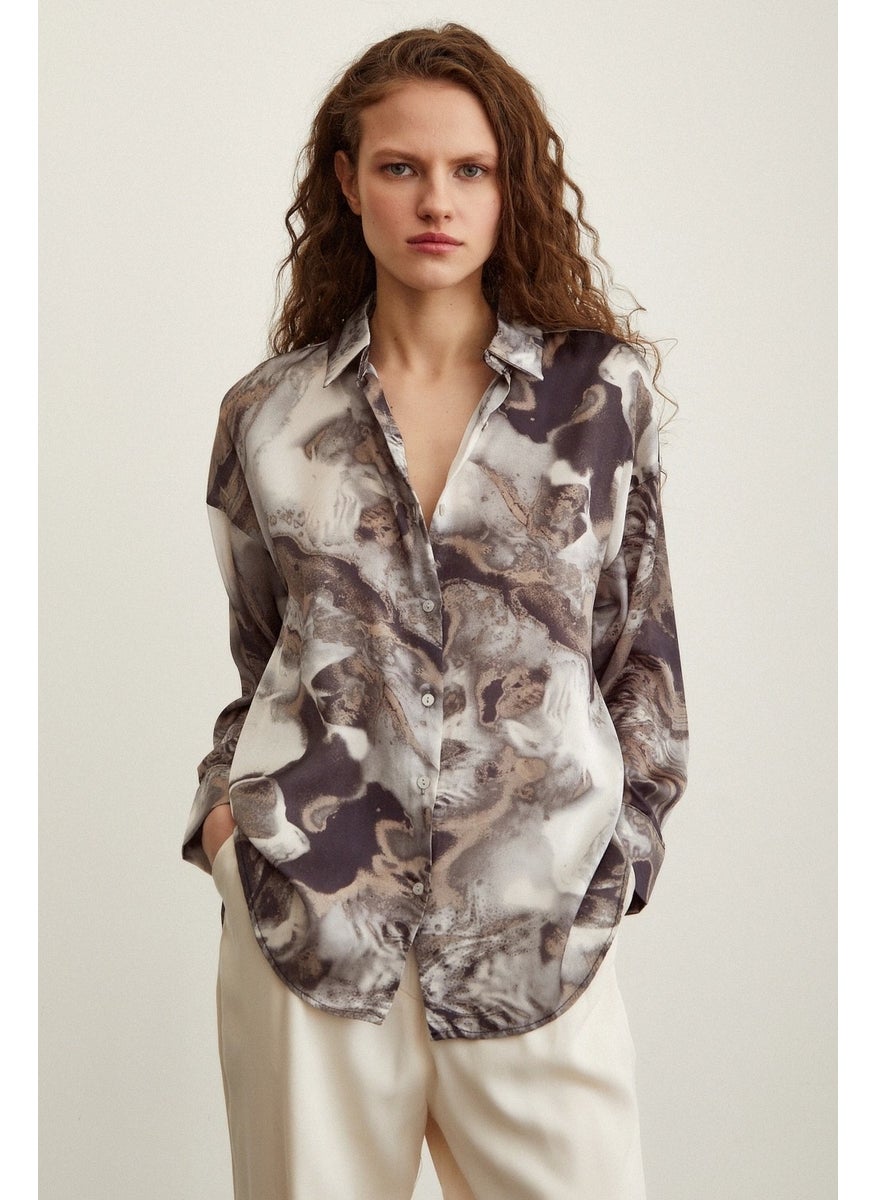 Never More Batik Pattern Shirt Gray  - Image 2