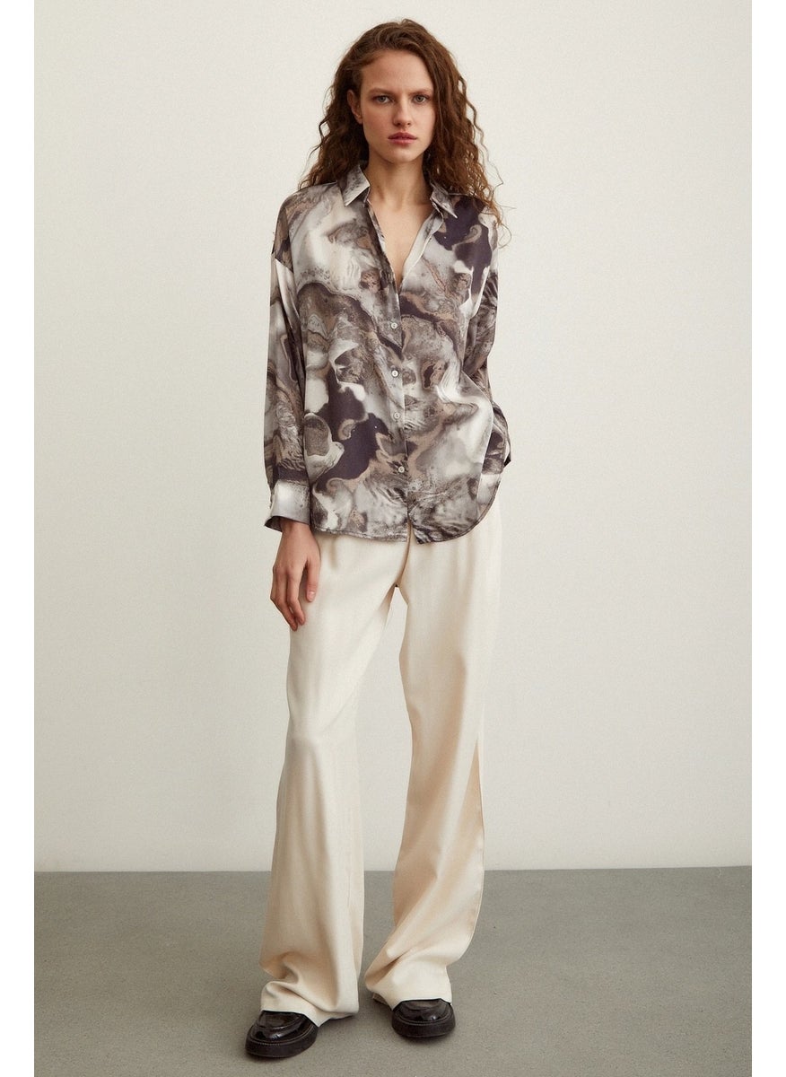 Never More Batik Pattern Shirt Gray  - Image 3