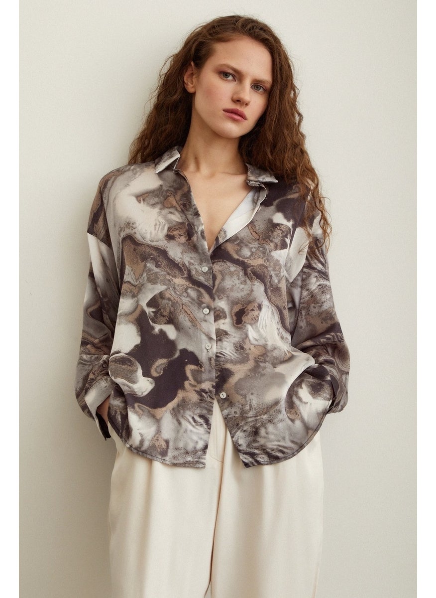 Never More Batik Pattern Shirt Gray  - Image 5