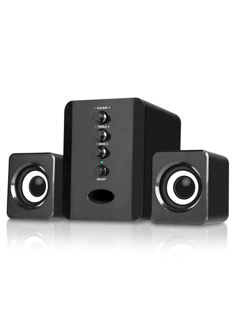 Halamine USB Computer Speakers with Bass Boost ，5W Stereo Sound for PC/Laptop Gaming - Black Noise Canceling Mic， Plug & Play  - Image 3