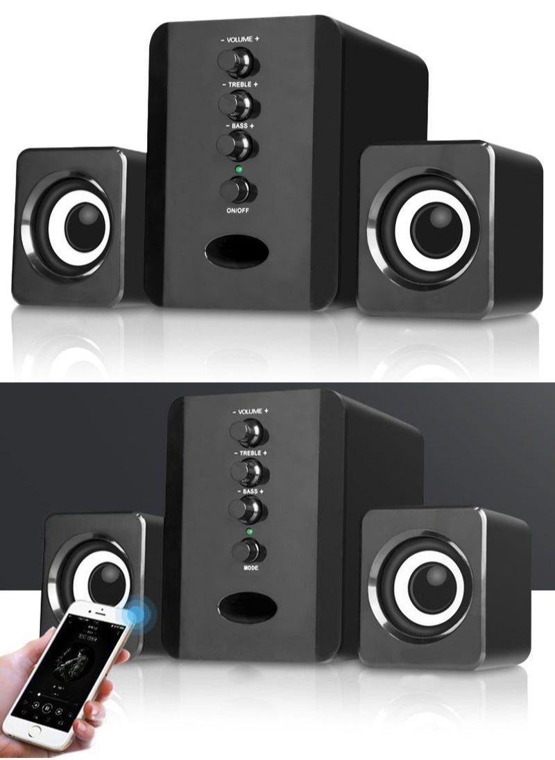 Halamine USB Computer Speakers with Bass Boost ，5W Stereo Sound for PC/Laptop Gaming - Black Noise Canceling Mic， Plug & Play  - Image 1