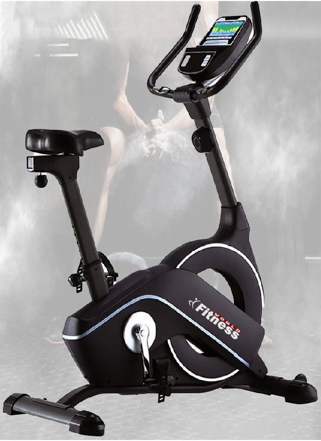 Fitness World - Home Exercise Bike with Comfortable Seat Cushion and LCD Heart Rate Monitor BC-99520 - Image 1