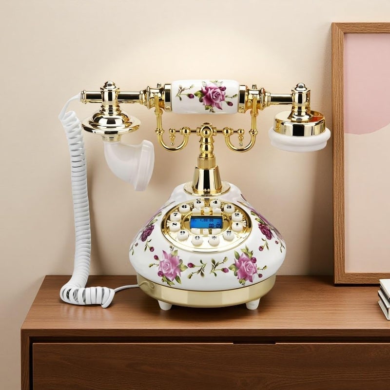 TelPal Retro Vintage Antique Telephone Old Fashioned with Push Button dial for Home Decor - Image 2