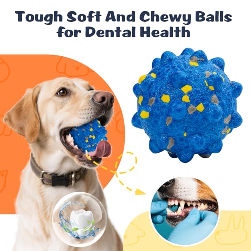 HIPPIH Dog Balls Interactive Tennis Balls for Dogs, Dog Toys for Aggressive Chewers, Tough Puppy Chew Toys for Teething, 3" Fetch Ball Water Toy for Small/Medium Breed, High Bouncy & Floating, 3 Pack - Image 3