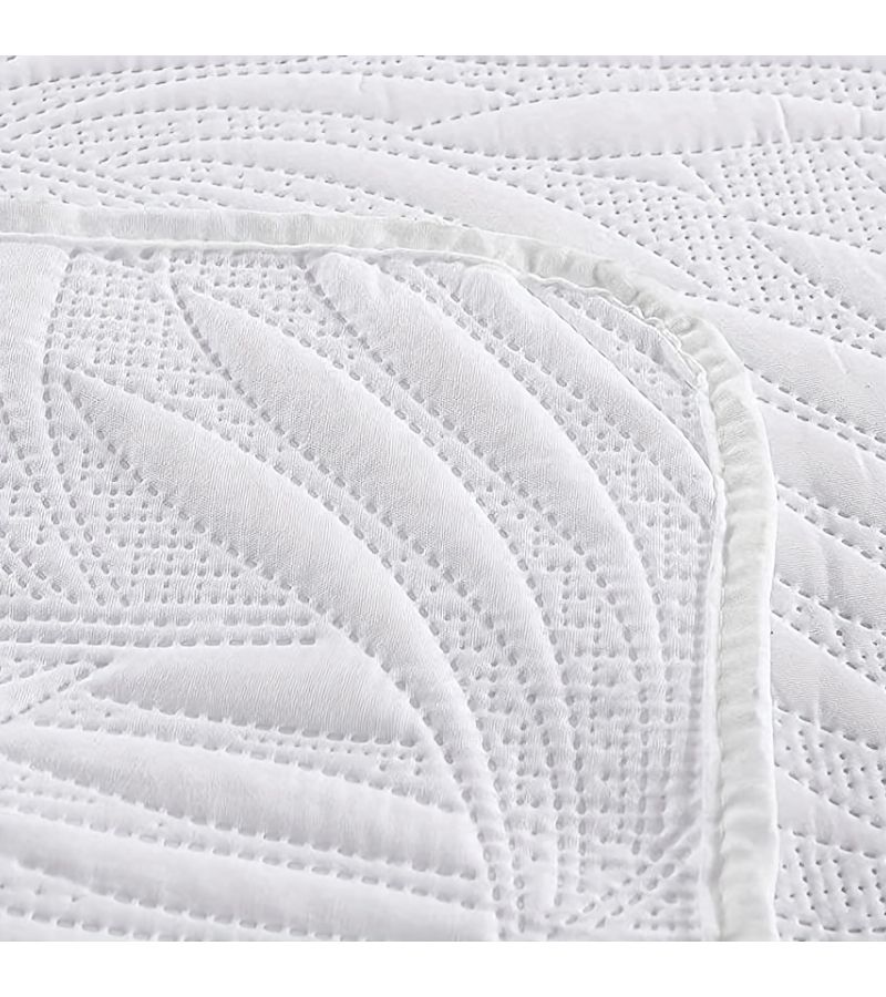 3pcs Ultrasonic Leaf Embossed Bedspread Set Twin Dark Green Bedding Including Bedspread And Pillowcases Soft Breathable Comfortable For Bedroom Dormitory Room Decor - Image 4