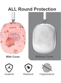erorex Protective Cover Case Compatible With Airpods Max Headphones Soft Silicone Ear Pad Case Cover Accessories Case Anti Dust Headband Cover Peach Pattern  - Image 3