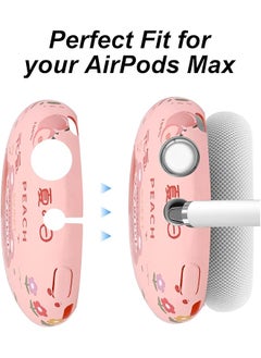 erorex Protective Cover Case Compatible With Airpods Max Headphones Soft Silicone Ear Pad Case Cover Accessories Case Anti Dust Headband Cover Peach Pattern  - Image 2