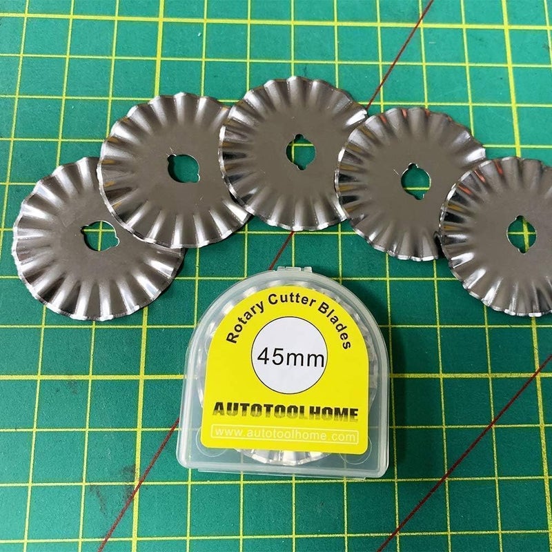 AUTOTOOLHOME 10pc 45mm Pinking Blades Rotary Cutter Pink Knife Refill Blade for Cloth Fabric Portable Paper Trimmer Sewing Tools - Image 4