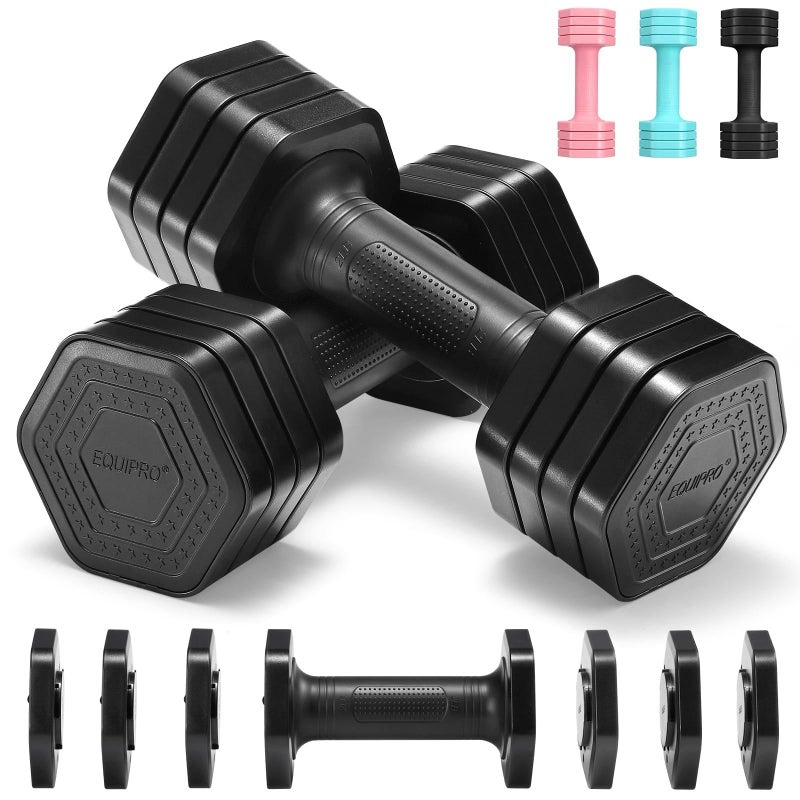 EQUIPRO Adjustable Dumbbell Set, 4 in 1 Weights for Women at Home, Hand Weights Dumbbells for Women, Each 2lb 3lb 4lb 5lb Fast Adjust Weight with Soft TPU Handle for Home Gym Exercise Training - Image 1