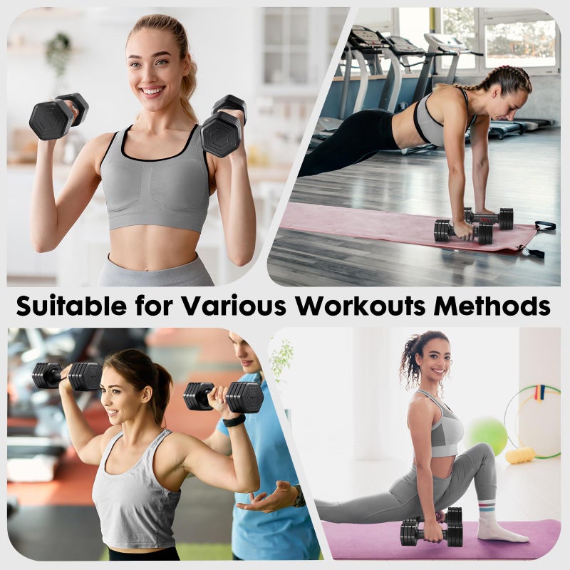 EQUIPRO Adjustable Dumbbell Set, 4 in 1 Weights for Women at Home, Hand Weights Dumbbells for Women, Each 2lb 3lb 4lb 5lb Fast Adjust Weight with Soft TPU Handle for Home Gym Exercise Training - Image 2