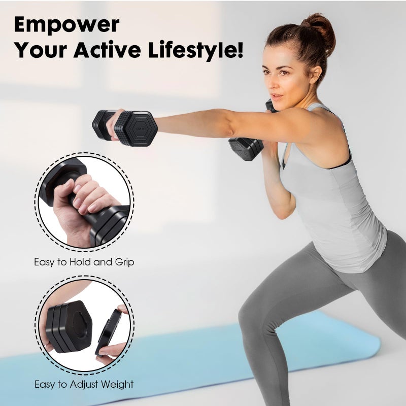 EQUIPRO Adjustable Dumbbell Set, 4 in 1 Weights for Women at Home, Hand Weights Dumbbells for Women, Each 2lb 3lb 4lb 5lb Fast Adjust Weight with Soft TPU Handle for Home Gym Exercise Training - Image 3