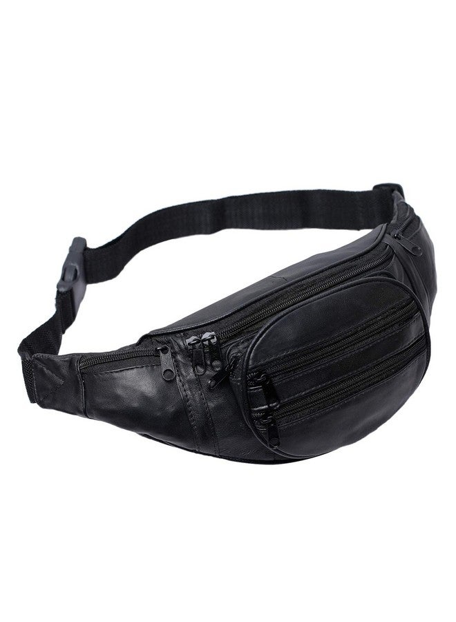 حقيبة خصر أنيقة من الجلد الطبيعي باللون الأسود من K London مع حزام قابل للتعديل (246_أسود) - Image 1