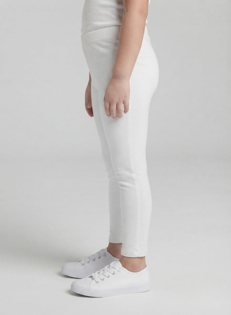 babyqlo Girls White Full-Length School Uniform Leggings - Image 3
