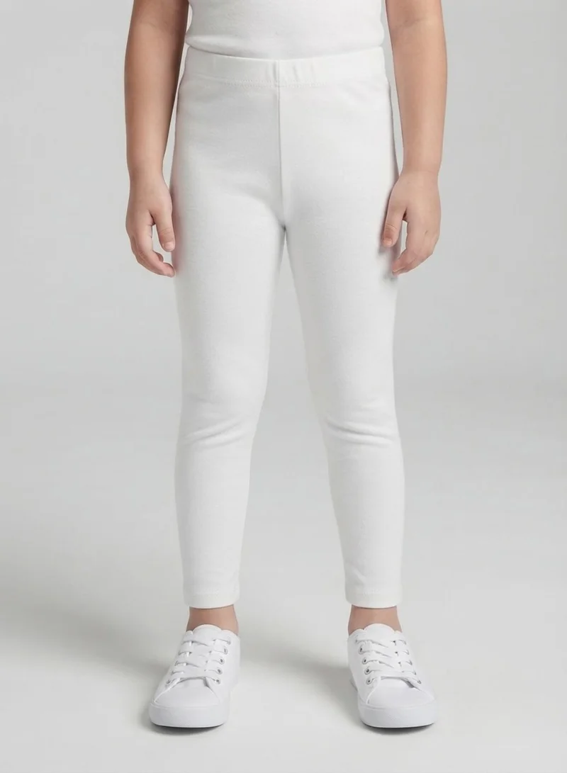 بيبي كلو Girls White Full-Length School Uniform Leggings