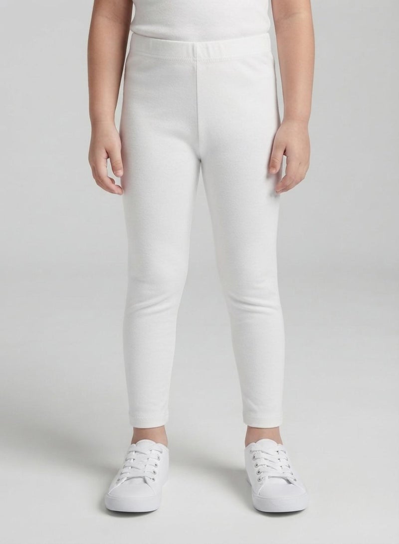 babyqlo Girls White Full-Length School Uniform Leggings - Image 1