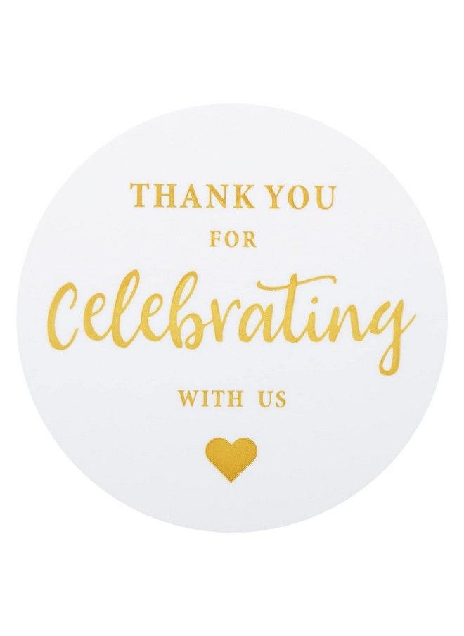 g2plus Thank You For Celebrating With Us Stickers60Pcs 2 Inch Round Thank You Sticker Labels For Invitation Envelopes For Wedding Birthday Baby Shower Party Favor (Gold)  - Image 2