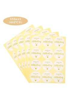 g2plus Thank You For Celebrating With Us Stickers60Pcs 2 Inch Round Thank You Sticker Labels For Invitation Envelopes For Wedding Birthday Baby Shower Party Favor (Gold)  - Image 4