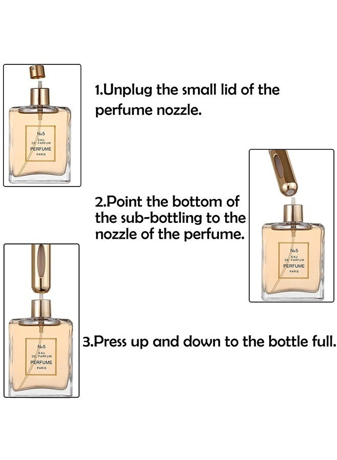 2 Pcs 6ml Travel Refillable Perfume Atomizer Spray Bottle Set (Frosted Gold+Frosted Sliver) - Image 3