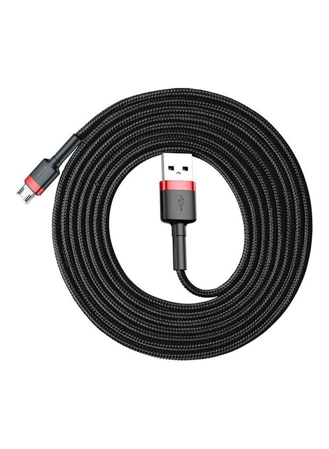 بيسوس كابل شحن كافول مايكرو USB من النايلون المضفر لشحن سريع من USB إلى مايكرو USB بتيار 1.5 أمبير للأجهزة بنظام تشغيل أندرويد متوافق مع هواتف جلاكسي S7 وS6 ونوت وأجهزة إل جي ونيكسس ونوكيا وبلايستيشن 4 بطول 2 متر أسود/أحمر - Image 1