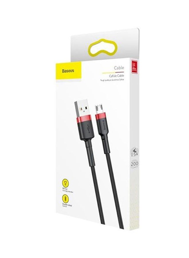 بيسوس كابل شحن كافول مايكرو USB من النايلون المضفر لشحن سريع من USB إلى مايكرو USB بتيار 1.5 أمبير للأجهزة بنظام تشغيل أندرويد متوافق مع هواتف جلاكسي S7 وS6 ونوت وأجهزة إل جي ونيكسس ونوكيا وبلايستيشن 4 بطول 2 متر أسود/أحمر - Image 2