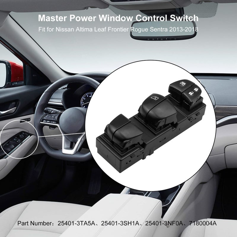 TIKSCIENCE Master Power Window Control Switch Fit for Nissan Pathfinder Altima Leaf Juke Frontier Tiida Rogue Sentra 2013-2019, 25401-3TA5A, 25401-3SH1A, 25401-3NF0A, Front Left Driver Side Master Window Switch - Image 2