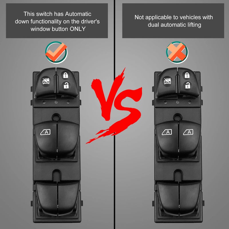 TIKSCIENCE Master Power Window Control Switch Fit for Nissan Pathfinder Altima Leaf Juke Frontier Tiida Rogue Sentra 2013-2019, 25401-3TA5A, 25401-3SH1A, 25401-3NF0A, Front Left Driver Side Master Window Switch - Image 4