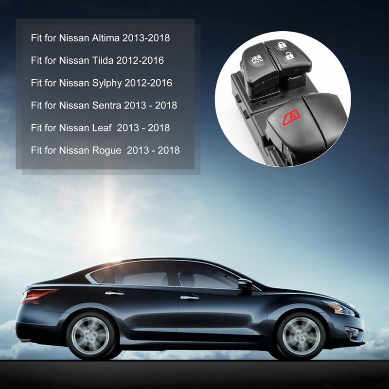 TIKSCIENCE Master Power Window Control Switch Fit for Nissan Pathfinder Altima Leaf Juke Frontier Tiida Rogue Sentra 2013-2019, 25401-3TA5A, 25401-3SH1A, 25401-3NF0A, Front Left Driver Side Master Window Switch - Image 5