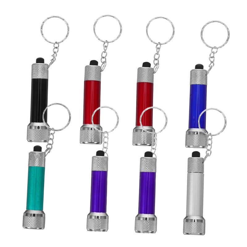 8pcs Mini Keychain LED Flashlights Portable Aluminum Alloy Torch for Camping Hiking Outdoor Random Colors - Image 2