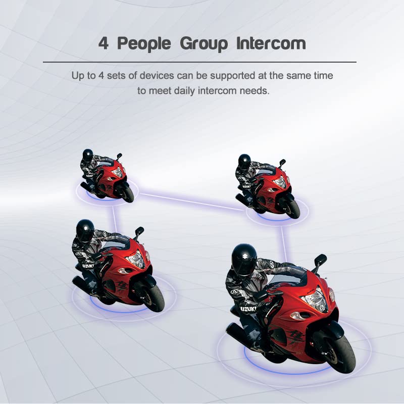 MIMIRACLE V4 Plus Motorcycle Helmet Bluetooth Intercom Headset, Up to 4 Riders 1500M IP65 Waterproof Motorbike Communication System for Skiing/ATV/Off Road -1 Pack - Image 2