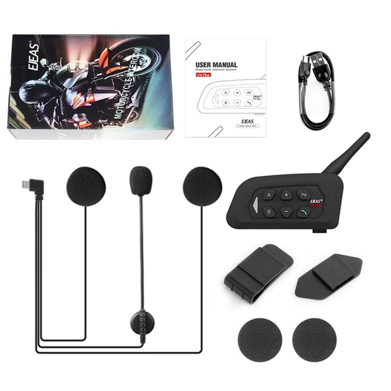 MIMIRACLE V4 Plus Motorcycle Helmet Bluetooth Intercom Headset, Up to 4 Riders 1500M IP65 Waterproof Motorbike Communication System for Skiing/ATV/Off Road -1 Pack - Image 5