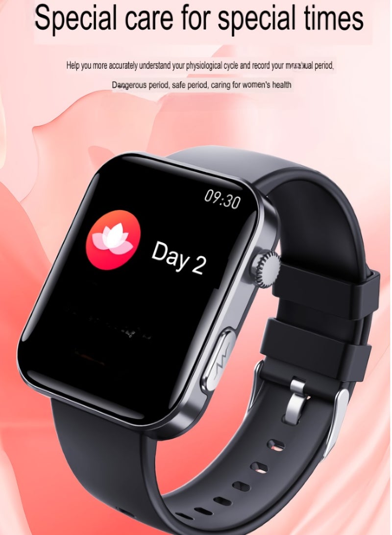 Smart Health Watch, Magnetic Charging Activity Tracker Watch, Full Touch IPS Display Android Smart Watch, Sturdy And Durable Health Monitoring Watch, (1pc, Black, Steel Bamboo Strap)  - Image 4