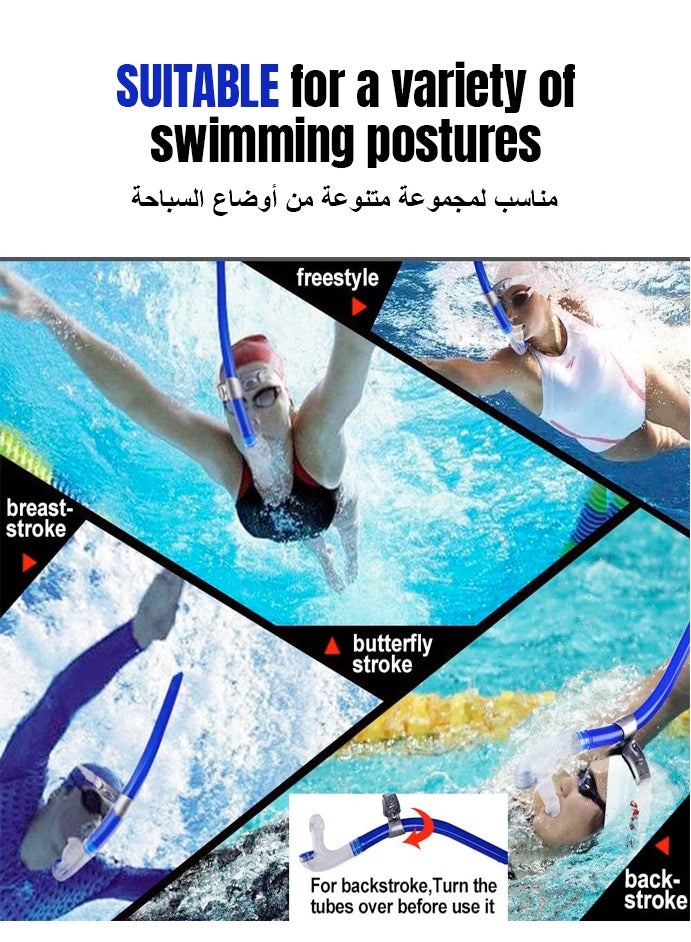 أنبوب تنفس للسباحة، ملحقات السباحة، معدات السباحة، تدريب السباحة، غطس السنوركل، مريح من السيليكون  للطعام، صمام تصريف أحادي الاتجاه، للحوض والمياه المفتوحة - Image 2