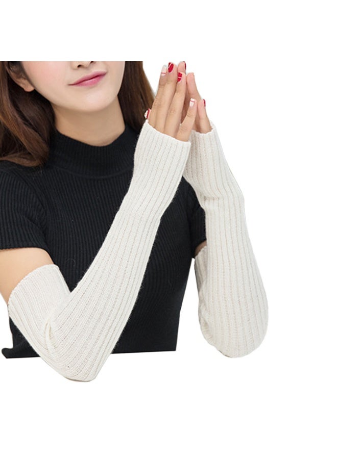 Women Girls Knit Soft Stretchy Fingerless Gloves Arm Warmers Long Gloves - Image 2