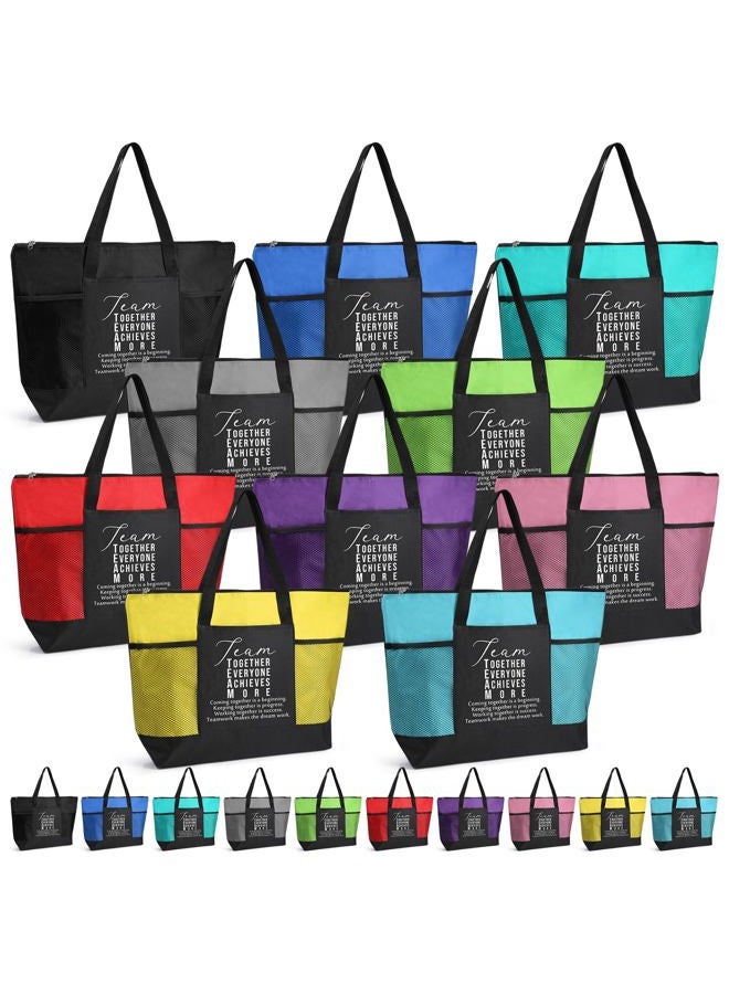 Locmeo 20 Pcs Team Employee Appreciation Tote Bags Gifts with Mesh Pocket Zipper for Women Coworkers Office(Colorful) - Image 1