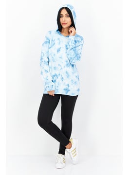 Weatherproof Women Tie Dye Long Sleeves Hoodies, Blue  - Image 3