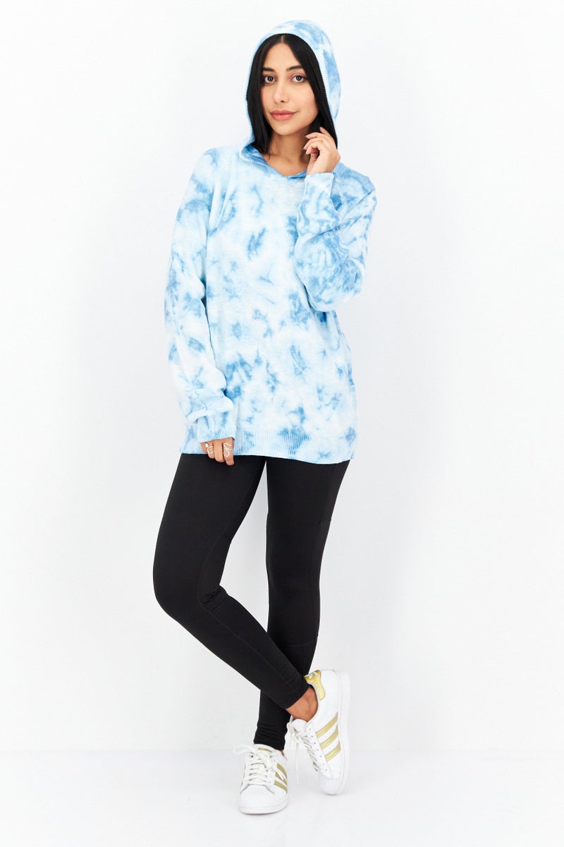 Weatherproof Women Tie Dye Long Sleeves Hoodies, Blue - Image 3