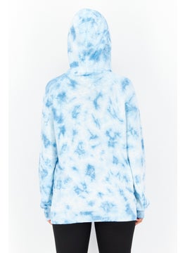 Weatherproof Women Tie Dye Long Sleeves Hoodies, Blue  - Image 4