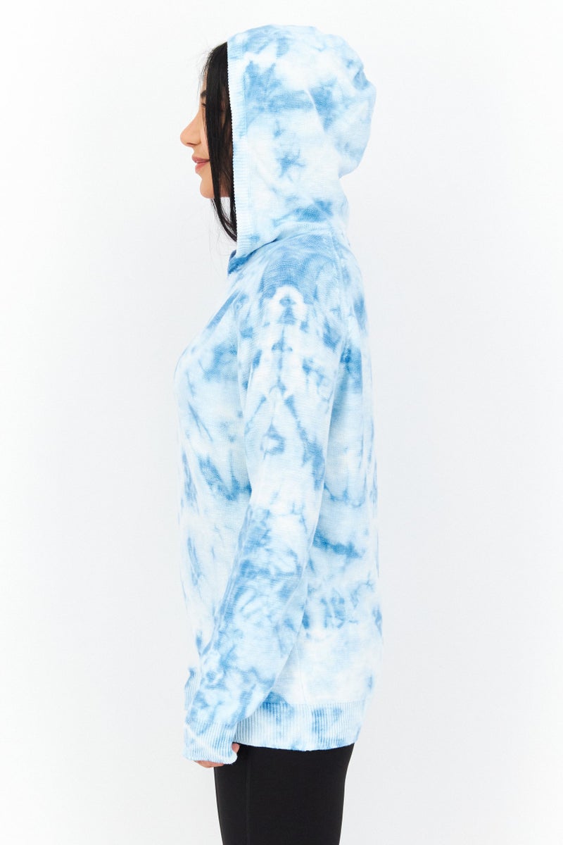 Weatherproof Women Tie Dye Long Sleeves Hoodies, Blue - Image 2