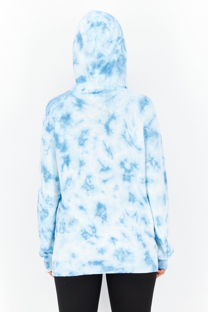 Weatherproof Women Tie Dye Long Sleeves Hoodies, Blue - Image 4