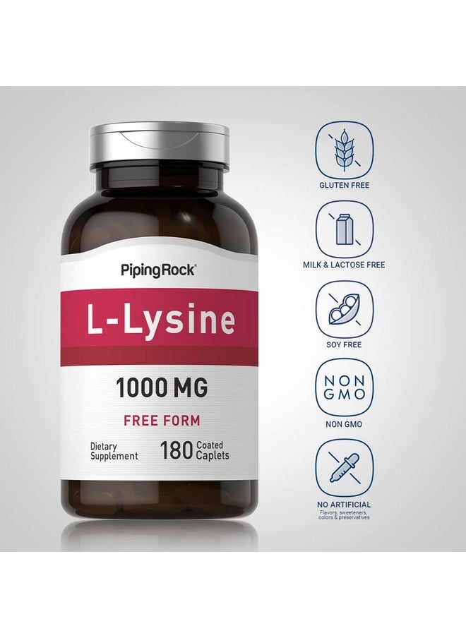 Piping Rock Llysine 1000Mg  180 Caplets  Free Form  Vegetarian Nongmo Gluten Free  - Image 4