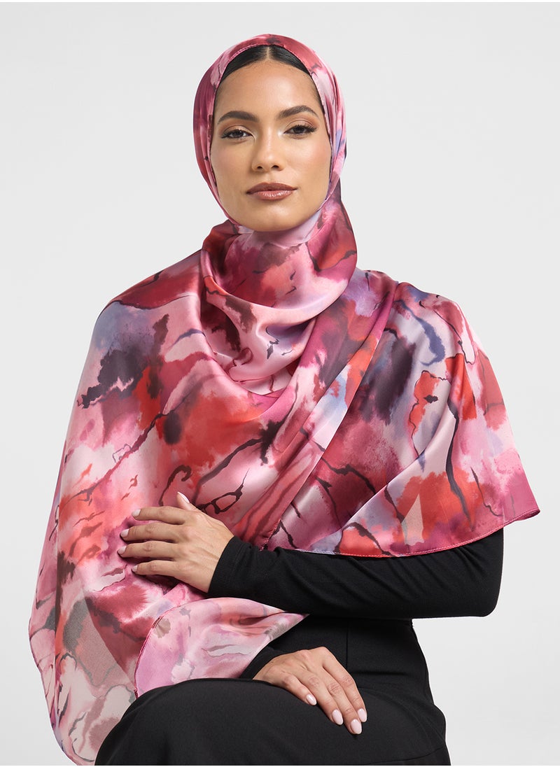 ELLA - Abstract Paint Long Silky Scarf - Image 1