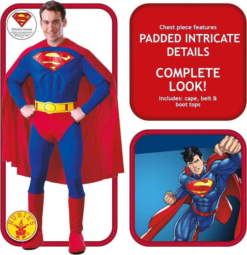 Rubies DC Comics Superheroes: Superman Deluxe Muscle Chest Costume for Adults, Men's XL - Image 2