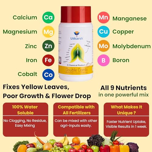 Utkarsh Double Combi - EDTA Chelated Mix - Calcium, Magnesium, Iron, Zinc, Boron, Copper, Manganese, Molybdenum, Cobalt(100% Water Soluble Chemical for Foliar Spray) (500 gm; Pack of 1) - Image 4