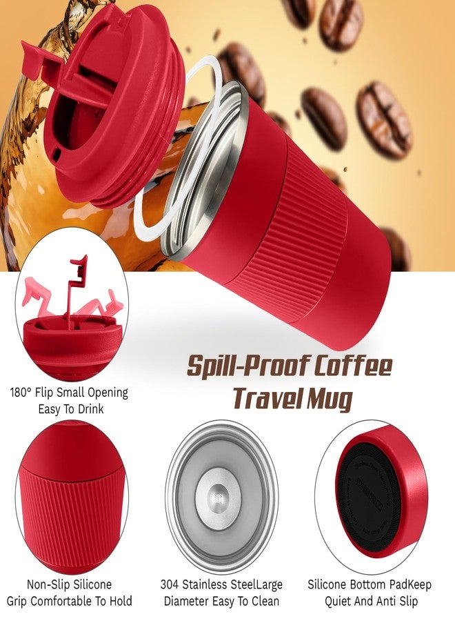 SPLMIFA Vacuum-Insulated Stainless Steel Travel Coffee Mug, Leak-Proof Reusable Coffee Cup with Lid - Keep Hot & Cold Drinks for Hours, Durable Thermos Tumbler for Men & Women (3rd-Red, 17OZ) - Image 3