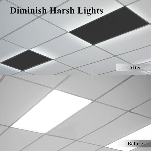 Aksipo 4 Pcs Fluorescent Light Covers, 4 x 2 Feet Magnetic Light Covers for Ceiling Lights Shade Panel, Drop Ceiling Light Filters Covers for Office Classroom School Home, Polyester Fabric Material, Black - Image 3