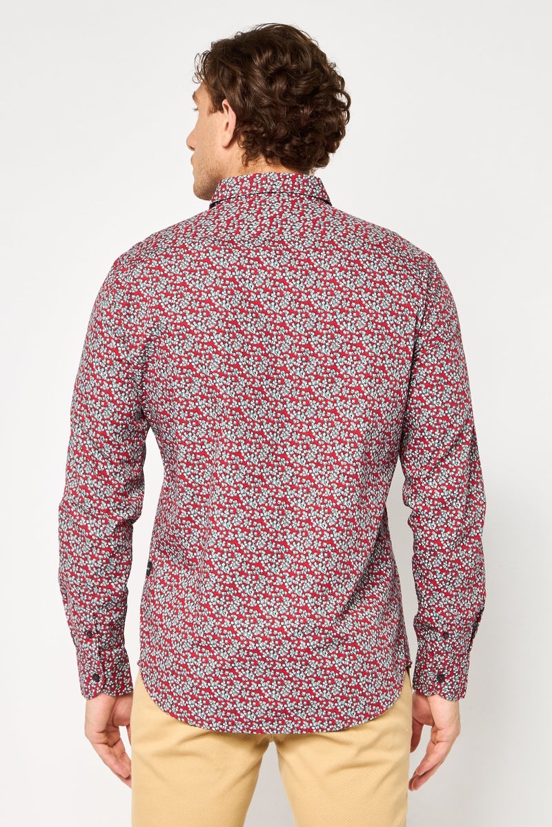 Replay Men Regular Fit Long Sleeve Allover Print Casual Shirt, Multicolor - Image 4