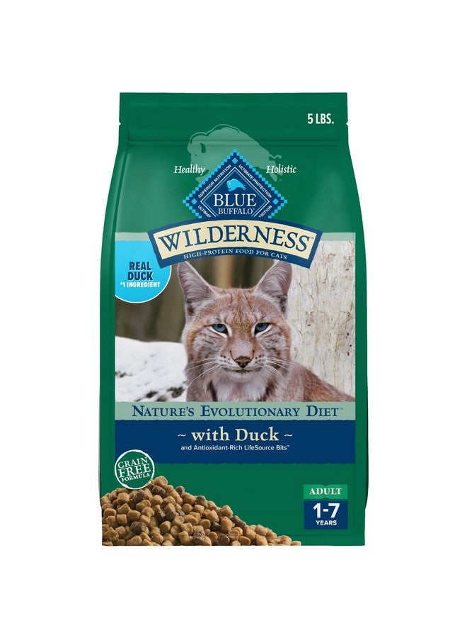 Blue Buffalo Wilderness Nature's Evolutionary Diet High-Protein, Grain-Free Natural Dry Food for Adult Cats, Duck, 5-lb. Bag - Image 1