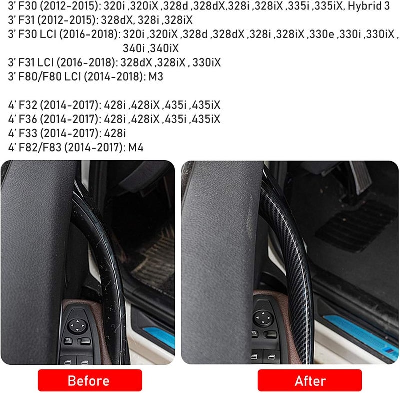 Jaronx غطاء مقبض الباب 2 قطعة متوافق مع BMW سلسلة 3/4 جانب السائق وجانب الراكب (متوافق مع BMW 320i، 328i، 330i، 335i F30/F31 و 428i، 435i F32/F36) (ألياف الكربون) - Image 2