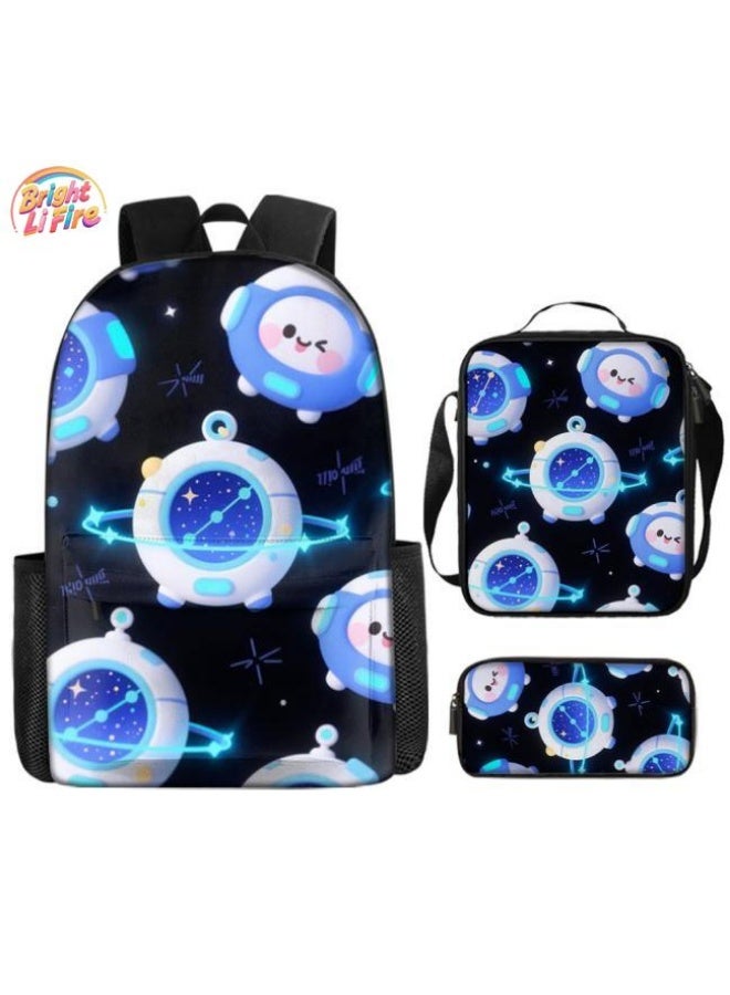 Bright Li Fire Unlock the new fashion of childish fun! Three-piece set of bags, cartoon elements for children and teenagers (students, children, friends' outings, mountain climbing, schooling, etc. can be used) - 19  - Image 1